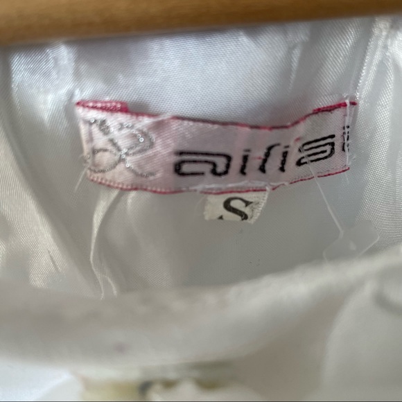 Ailis Designer One Shoulder Occasion White Rose Ruffle Party Dress Size S - Picture 7 of 13